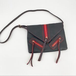 Olivia Miller Red Faux Leather Moto Crossbody Bag 80S‎ retro Inspired Zippers